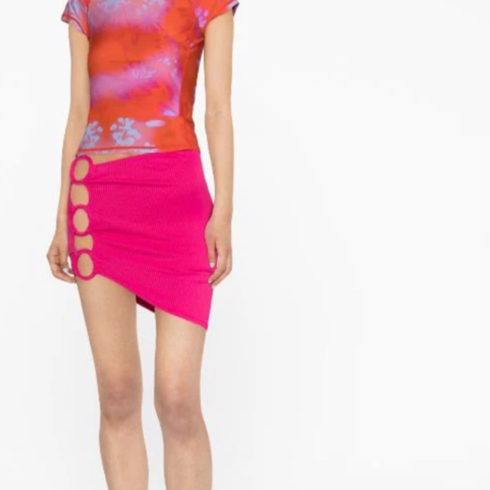 New Alexandra Miro Cutout Detail Ribbed‎ Pink Skirt